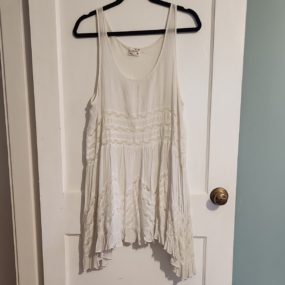 Free People Ivory/Gray Sleeveless Tunic